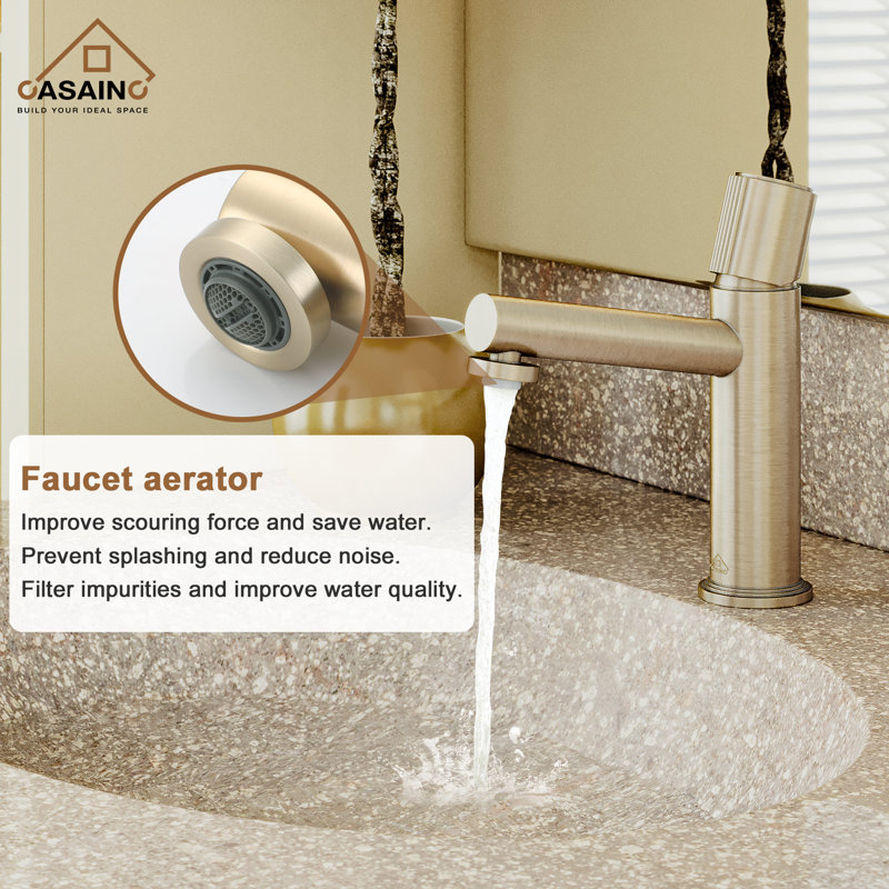 CASAINC Bathroom Vessel Sink Faucet with Pop-Up Drain in Spot-Resistant ...